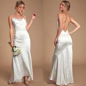 NEW ELLIATT white satin cowl neck gown!